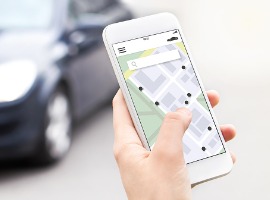 car or ride share mobile app-in smartphone carsharing ridesharing or carpool service sharing
