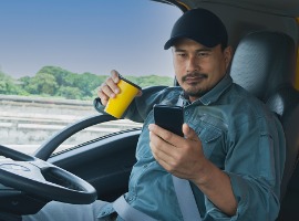 truck driver video call on the smartphone