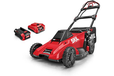 red and black SKIL SM4910 Self Propelled Brushless Mower