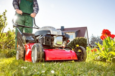 Lawn Mower In A Sunny Garden At Spring Time Picture Id1312139991 