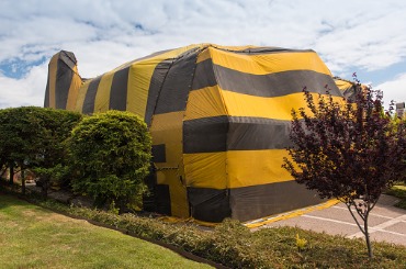 house is covered by tent for fumigation picture