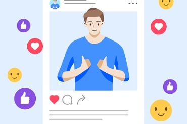 male thumbs up in social media post vector